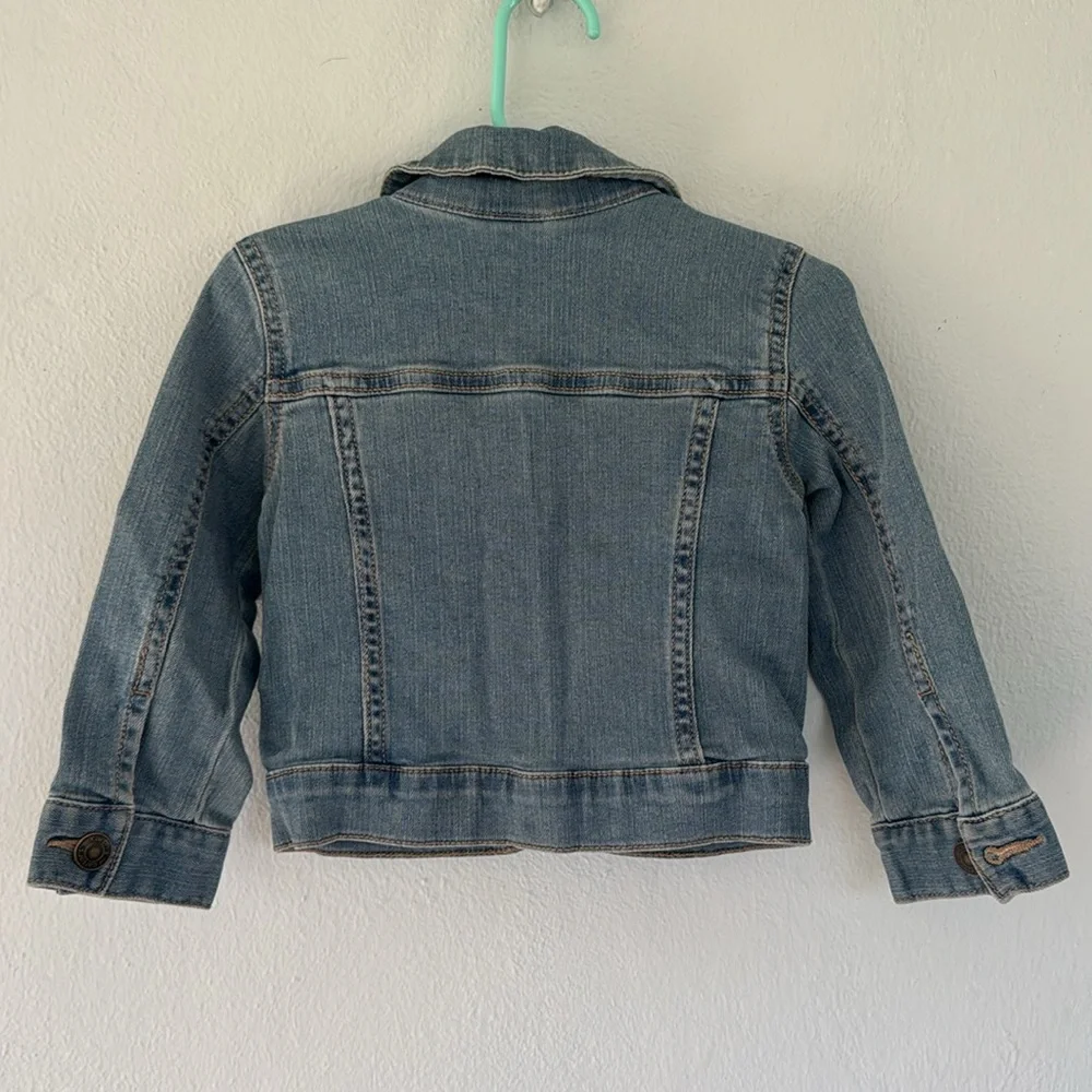 Carter’s girls blue embroidered heart button up stretch jean jacket size 2T